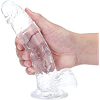 Consoladores realistas- consolador transparente de 7.3 pulgadas con ventosa para jugar con manos libres- material seguro…